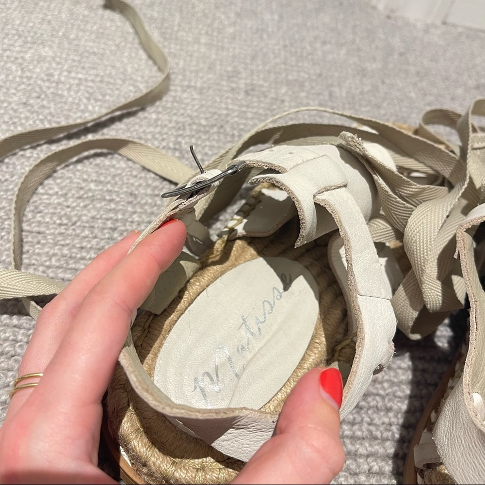 Free People x Matisse Tabi Tie Sandals in Cream - Picture 5 of 8